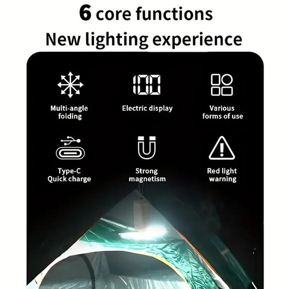 Camping Tent LED Lantern Light with Display, Foldable, Extendable, Magnetic... - Picture 7 of 7